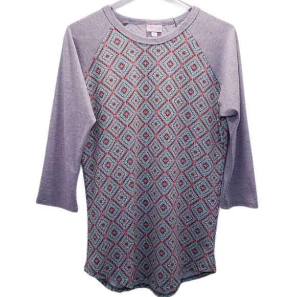 Lularoe Randy Size Small Top Shirt Tunic Gray Diamond Ragland Tee LLR - Picture 1 of 7